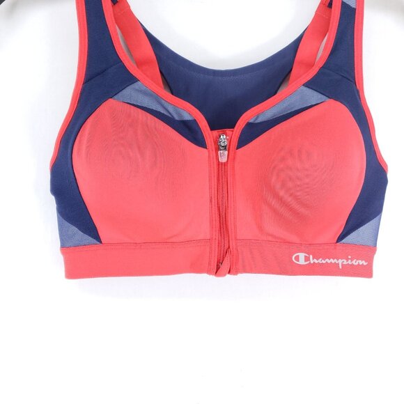 Champion Sports Bra Size 34B Red Blue Racerback Full Support High/Medium Impact - Picture 3 of 7